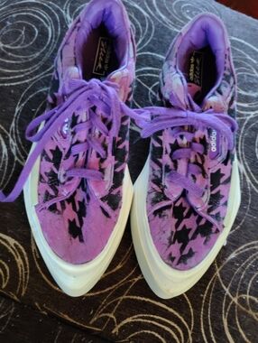 Adidas Hypersleek Women’s Purple and Black Houndstooth Lace-Up Platform Sneakers
